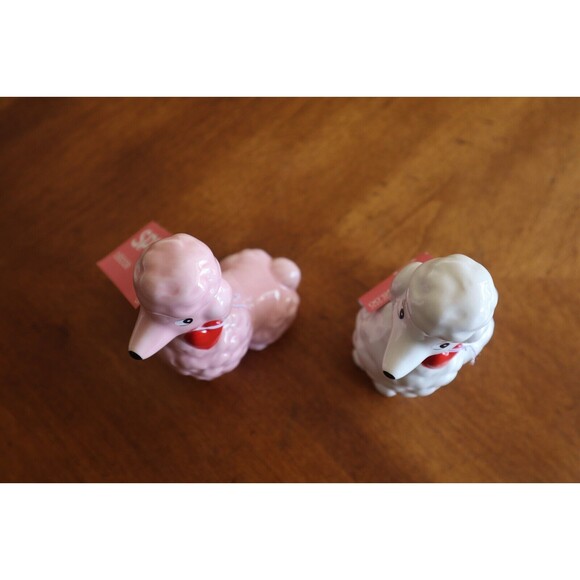 TARGET SPRITZ Valentines Day Ceramic Poodle Dog Set Lot 2 Pink + White New 2024 - Picture 9 of 12